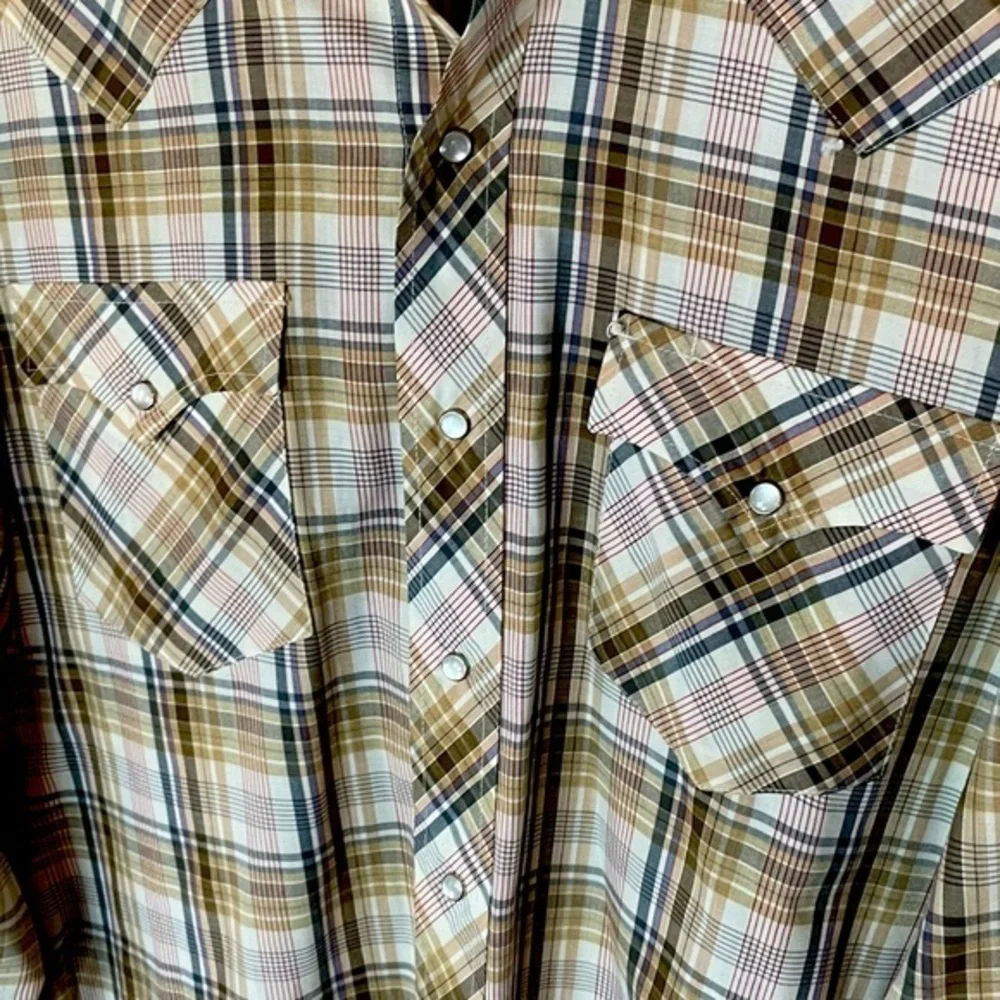 ATB Authentic‎ Western Vintage Pearl Snap Long Sleeve Button Up Shirt Size 16